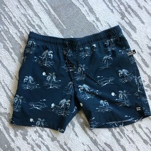 Billabong Blue and White Tropical Print Men’s Bathing Trunks